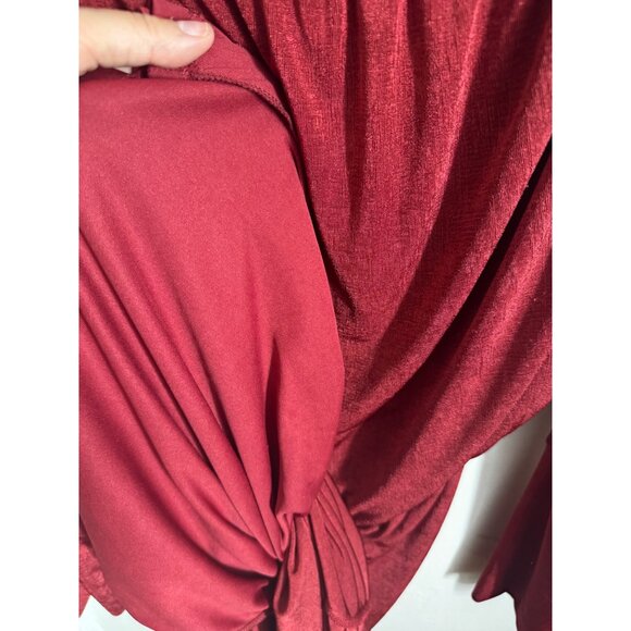 Fashion Nova Red Off-The-Shoulder Draped Dress X-Large Sexy Stretch Club party - Picture 7 of 9